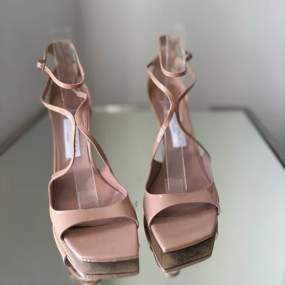 JIMMY CHOO Azia 95 Ballet Pink Patent Leather Sandals $895 40.5 - Picture 15 of 16